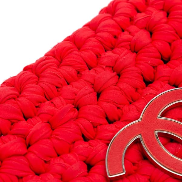 Pre-owned Chanel Neoprene Fancy Crochet Flap Red