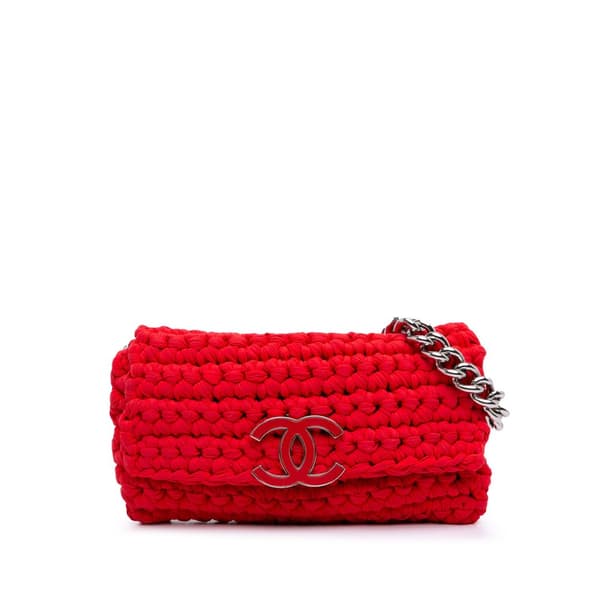 Pre-owned Chanel Neoprene Fancy Crochet Flap Red