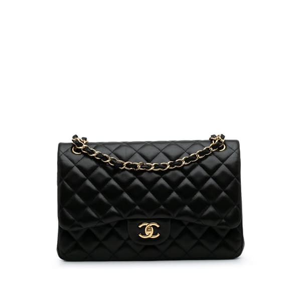 Pre-owned Chanel Jumbo Classic Lambskin Double Flap Black