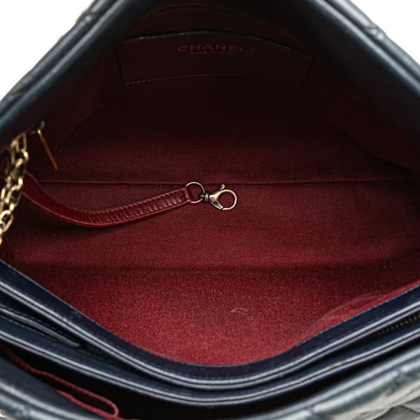 Pre-owned Chanel Large Lambskin Just Mademoiselle Bowler Bag Blue