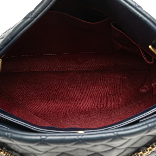 Pre-owned Chanel Large Lambskin Just Mademoiselle Bowler Bag Blue