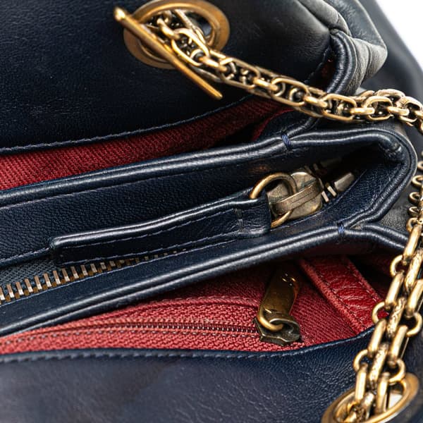 Pre-owned Chanel Large Lambskin Just Mademoiselle Bowler Bag Blue