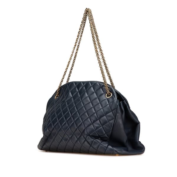 Pre-owned Chanel Large Lambskin Just Mademoiselle Bowler Bag Blue