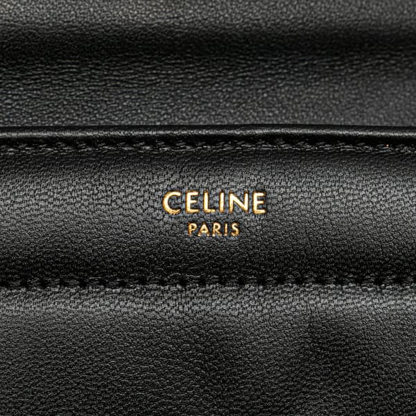 Pre-owned Celine Matelasse Goatskin Monochrome Chain Shoulder Bag Black