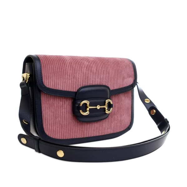 Pre-owned Gucci Small Corduroy Horsebit 1955 Shoulder Bag Pink