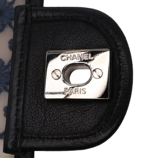 Pre-owned Chanel Medium PVC and Tweed Patchwork Single Flap White