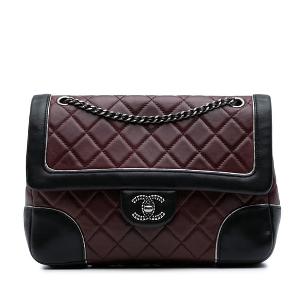 Pre-owned Chanel Paris Salzburg Medium Lambskin Tyrolean Flap Red