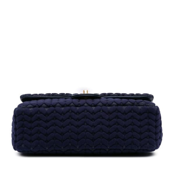 Pre-owned Chanel Medium Woven Jersey Single Flap Blue