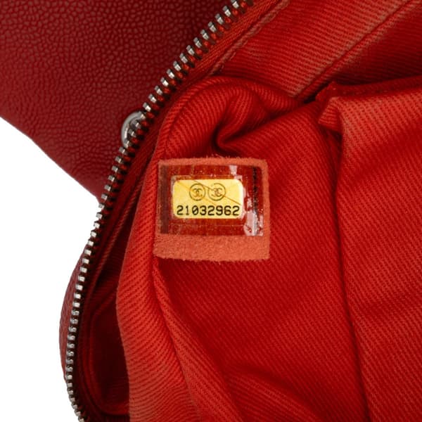 Pre-owned Chanel Medium Quilted Caviar Easy Flap Orange