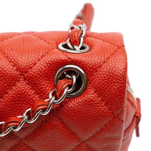 Pre-owned Chanel Medium Quilted Caviar Easy Flap Orange