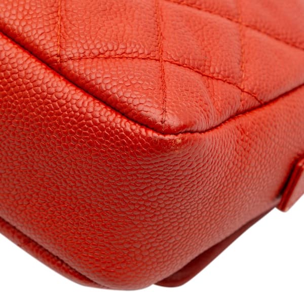 Pre-owned Chanel Medium Quilted Caviar Easy Flap Orange