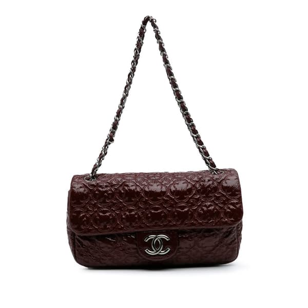 Pre-owned Chanel Vinyl Rock In Moscow Single Flap Red