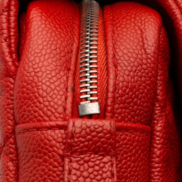 Pre-owned Chanel Medium Quilted Caviar Easy Flap Orange