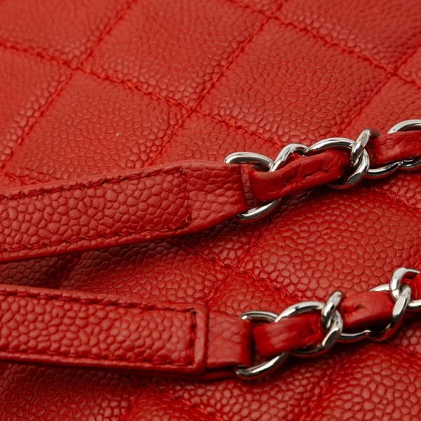 Pre-owned Chanel Medium Quilted Caviar Easy Flap Orange