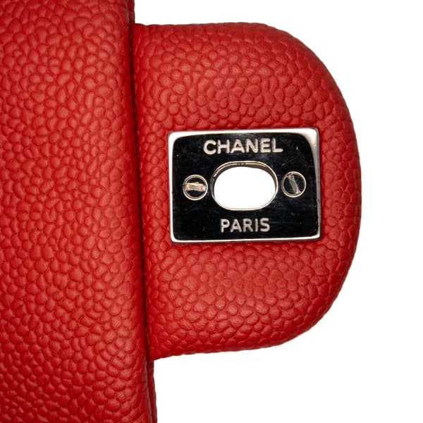 Pre-owned Chanel Medium Quilted Caviar Easy Flap Orange