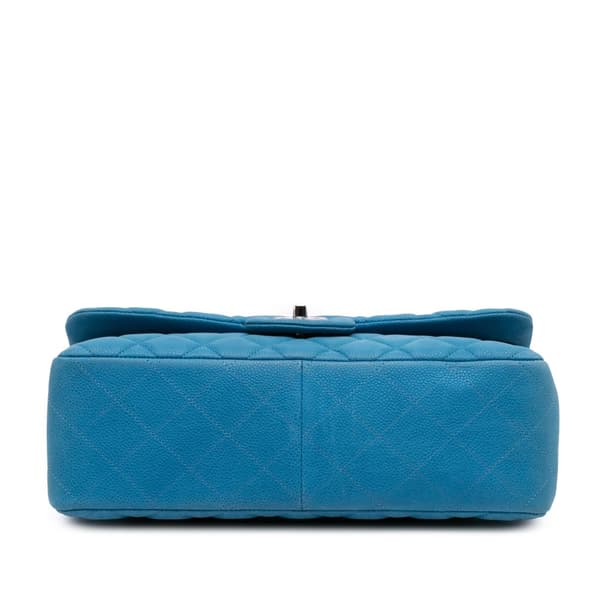 Pre-owned Chanel Jumbo Classic Caviar Double Flap Blue