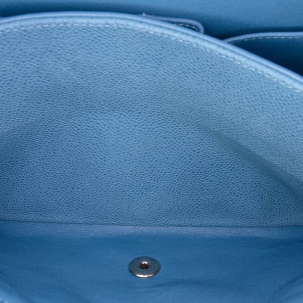 Pre-owned Chanel Jumbo Classic Caviar Double Flap Blue