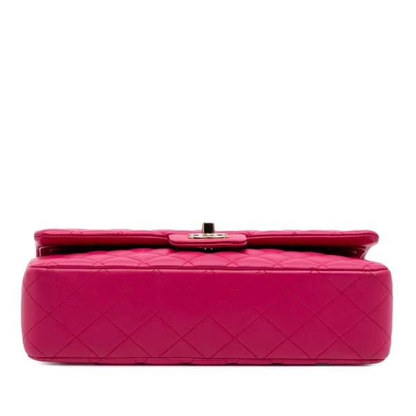 Pre-owned Chanel Medium Classic Lambskin Double Flap Pink