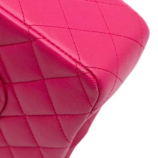 Pre-owned Chanel Medium Classic Lambskin Double Flap Pink