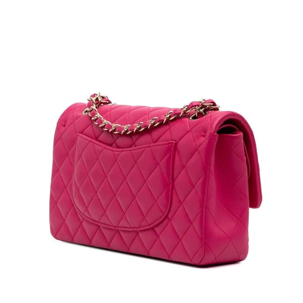 Pre-owned Chanel Medium Classic Lambskin Double Flap Pink