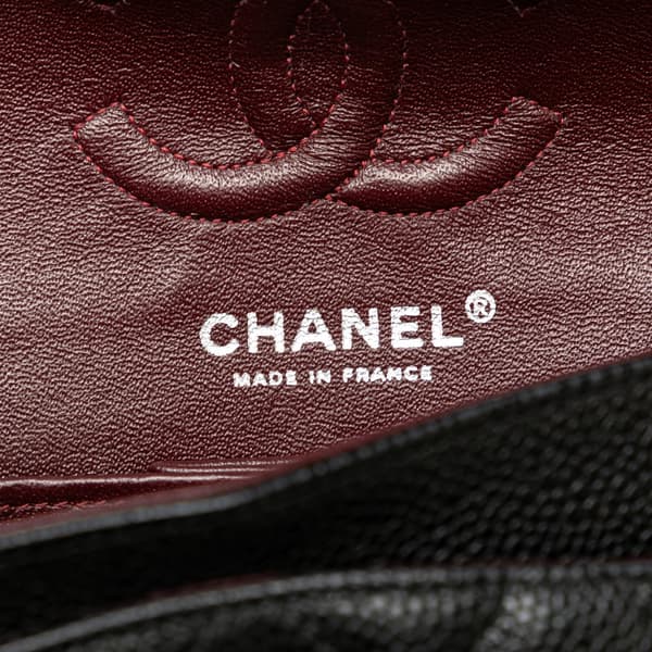 Pre-owned Chanel Medium Classic Caviar Double Flap Black