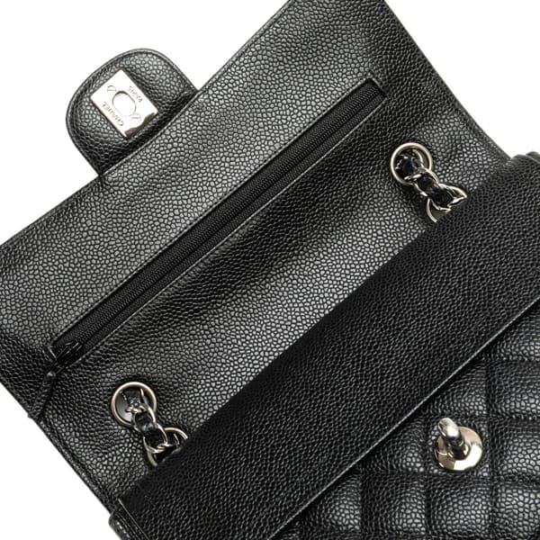 Pre-owned Chanel Medium Classic Caviar Double Flap Black