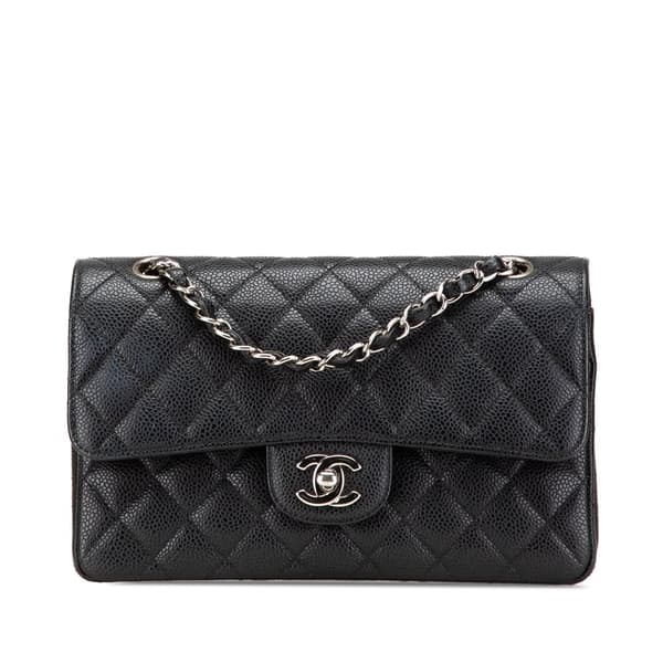 Pre-owned Chanel Medium Classic Caviar Double Flap Black