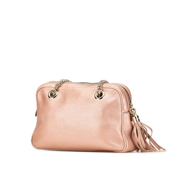 Pre-owned Gucci Leather Soho Chain Zip Shoulder Bag Pink