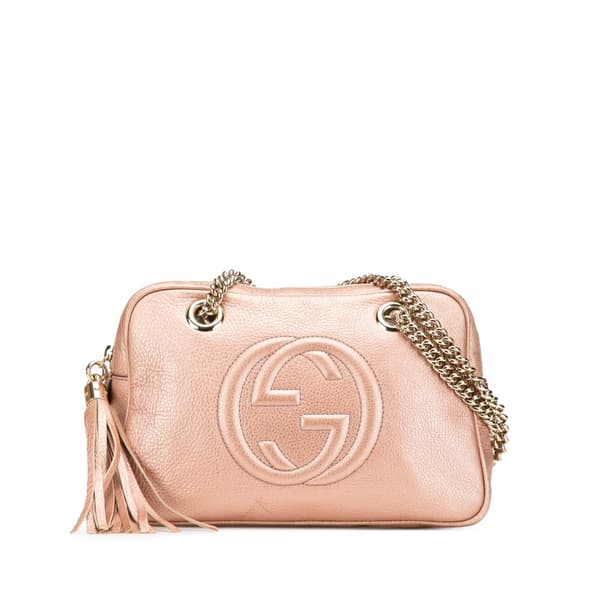 Pre-owned Gucci Leather Soho Chain Zip Shoulder Bag Pink