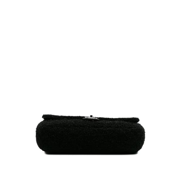 Pre-owned Chanel Medium Quilted Metallic Knit Pluto Glitter Flap Black