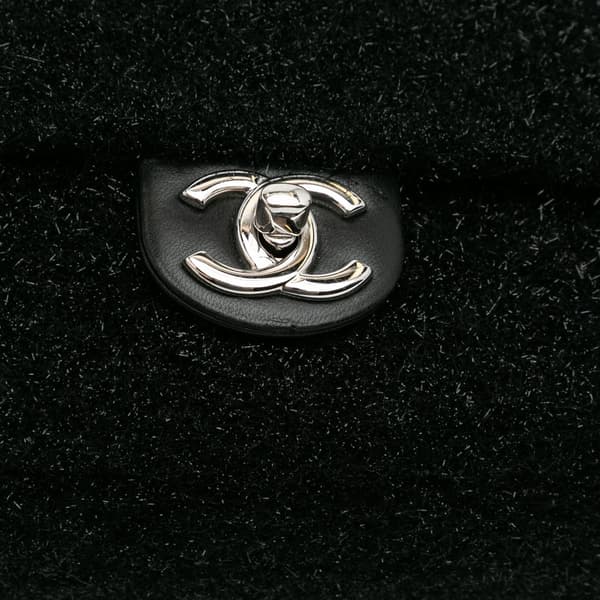 Pre-owned Chanel Medium Quilted Metallic Knit Pluto Glitter Flap Black