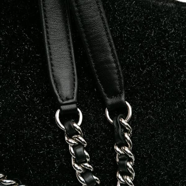 Pre-owned Chanel Medium Quilted Metallic Knit Pluto Glitter Flap Black