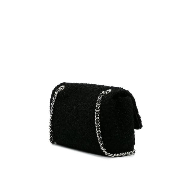 Pre-owned Chanel Medium Quilted Metallic Knit Pluto Glitter Flap Black