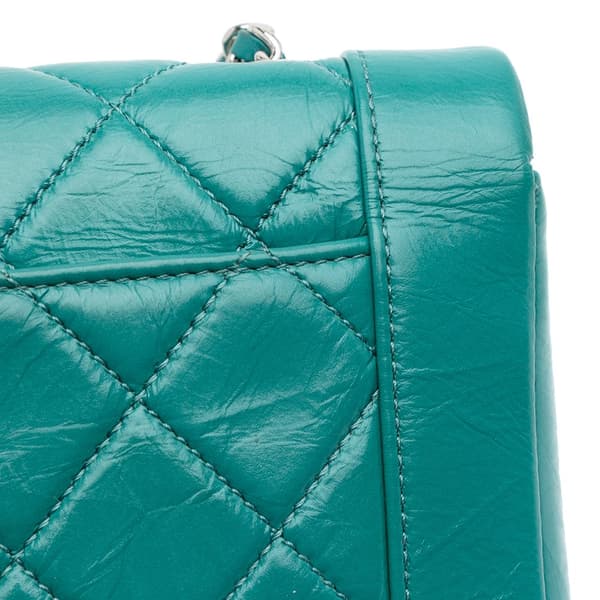 Pre-owned Chanel Crumpled Calfskin Bi Quilted Vintage Full Flap Blue