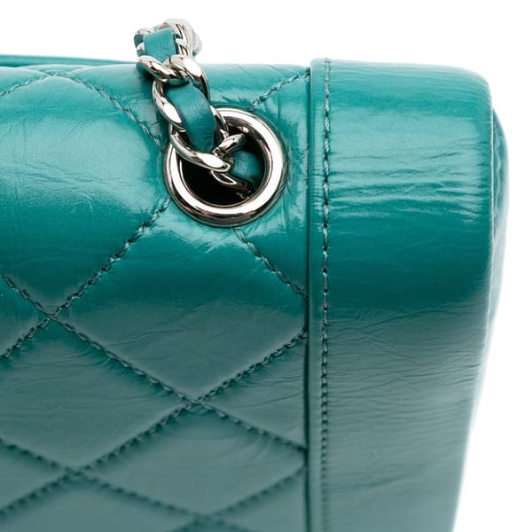 Pre-owned Chanel Crumpled Calfskin Bi Quilted Vintage Full Flap Blue