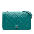 Miniatyrbild 1 av 10: Pre-owned Chanel Crumpled Calfskin Bi Quilted Vintage Full Flap Blue