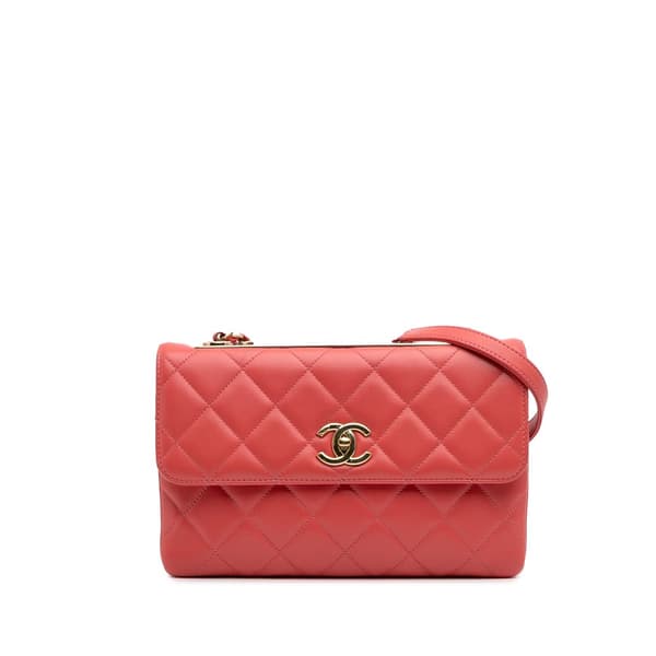 Pre-owned Chanel Quilted Lambskin Trendy CC Flap Pink