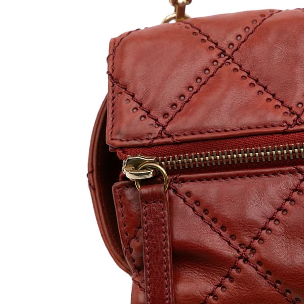 Pre-owned Chanel CC Quilted Calfskin Ultimate Stitch Retro Chain Flap Red