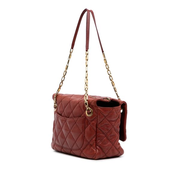 Pre-owned Chanel CC Quilted Calfskin Ultimate Stitch Retro Chain Flap Red