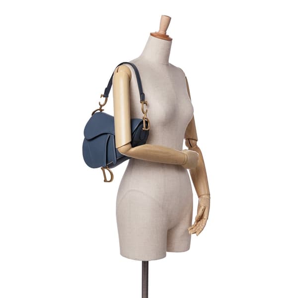 Pre-owned Dior Goatskin Saddle Bag Blue
