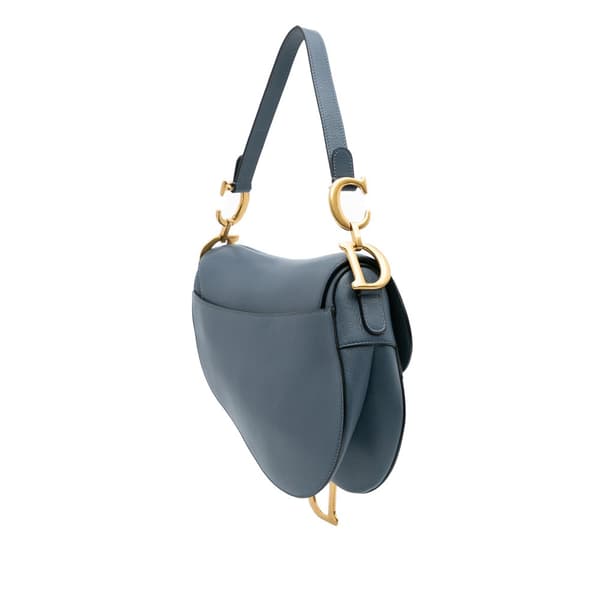 Pre-owned Dior Goatskin Saddle Bag Blue