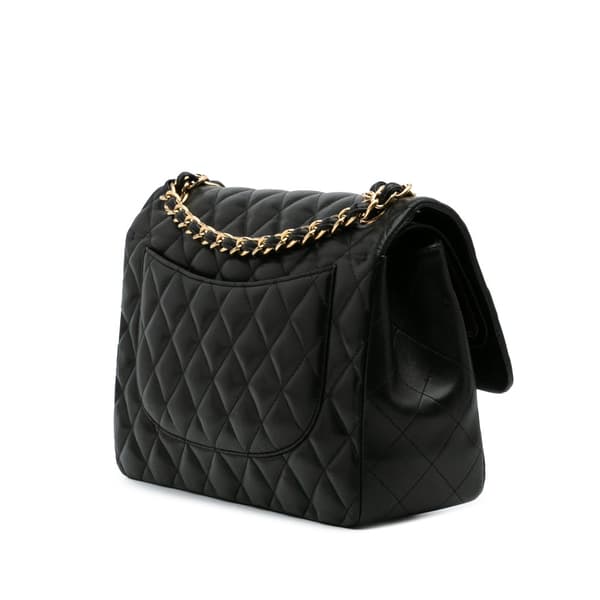 Pre-owned Chanel Jumbo Classic Lambskin Double Flap Black