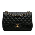 Pikkukuva 1 / 10: Pre-owned Chanel Jumbo Classic Lambskin Double Flap Black