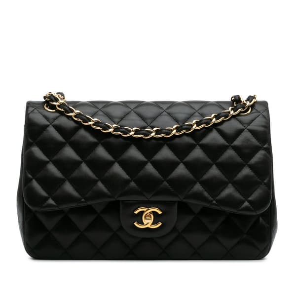 Pre-owned Chanel Jumbo Classic Lambskin Double Flap Black