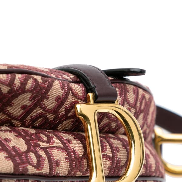Pre-owned Dior Oblique Canvas Saddle Bag Red