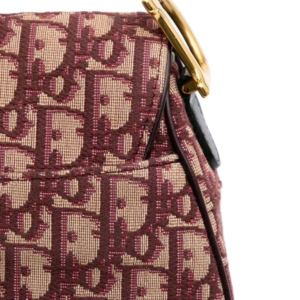 Pre-owned Dior Oblique Canvas Saddle Bag Red
