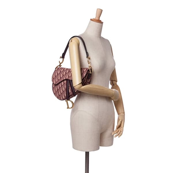 Pre-owned Dior Oblique Canvas Saddle Bag Red