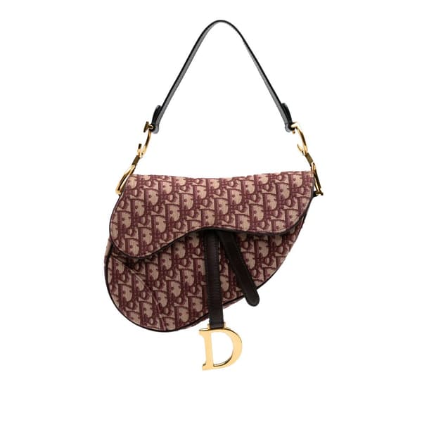 Pre-owned Dior Oblique Canvas Saddle Bag Red