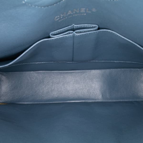 Pre-owned Chanel Medium Classic Lambskin Double Flap Blue