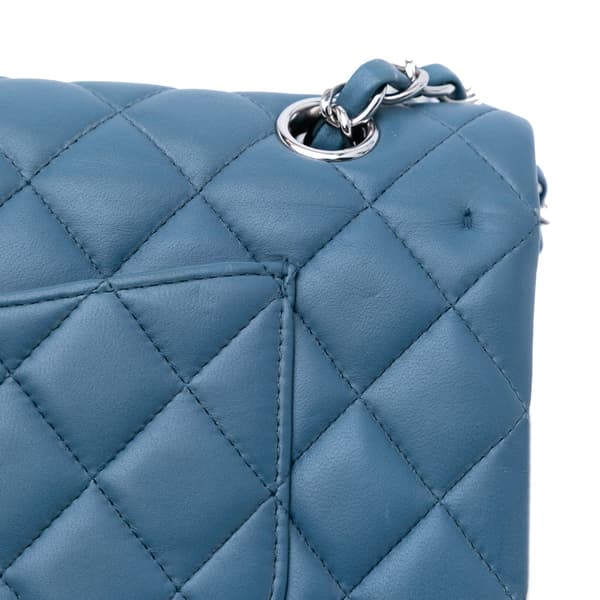 Pre-owned Chanel Medium Classic Lambskin Double Flap Blue